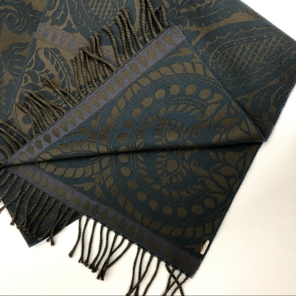 Fringed table runner tapestry design blue green - Picture 2 of 5